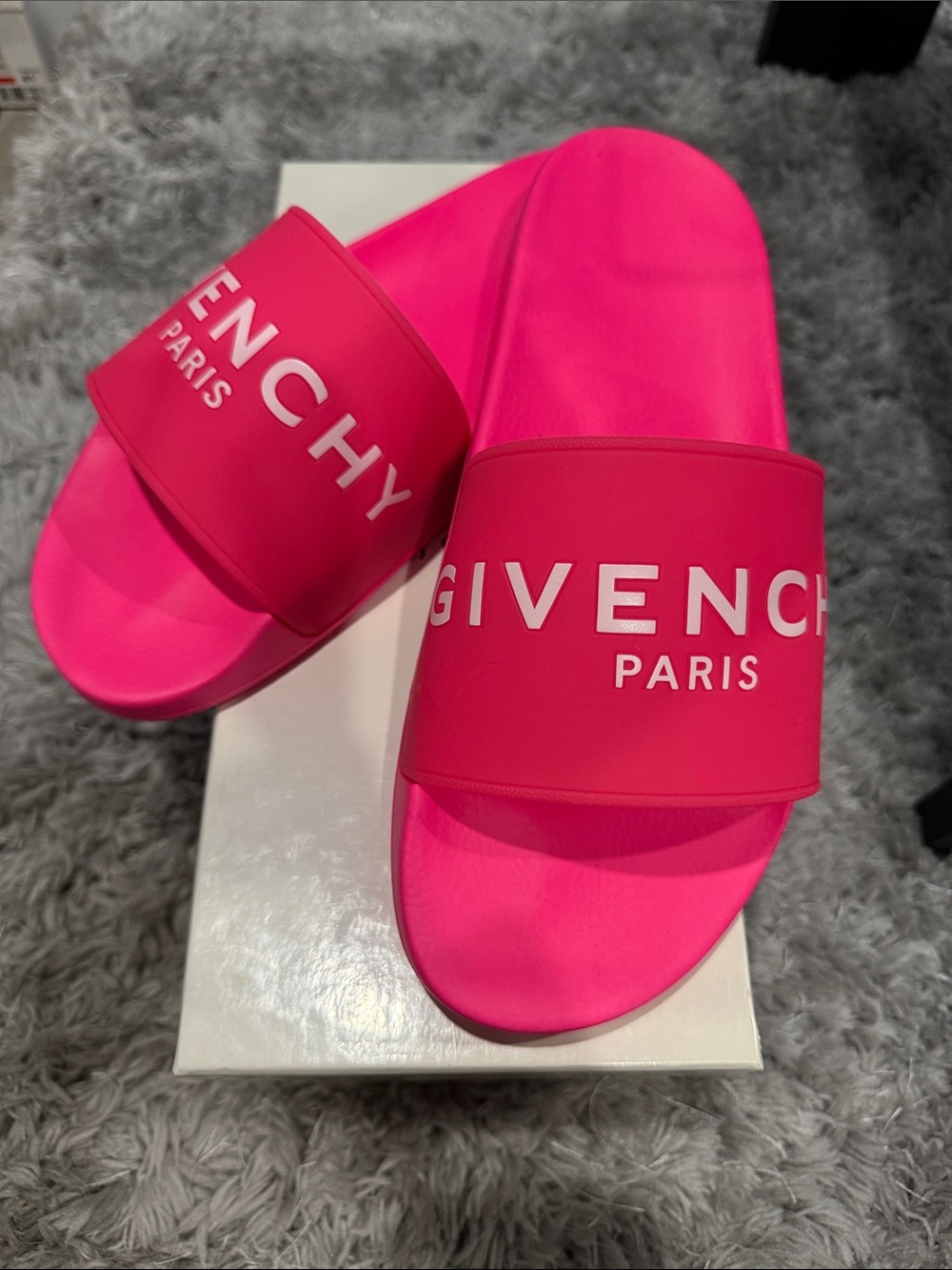 Givenchy Hot Pink Logo Slide Sandals